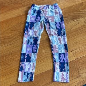 Disney Girls FROZEN Navy Purple Pink Patchwork Character Leggings